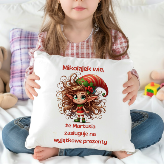 Poduszka "Mikołajek wie..." + imię