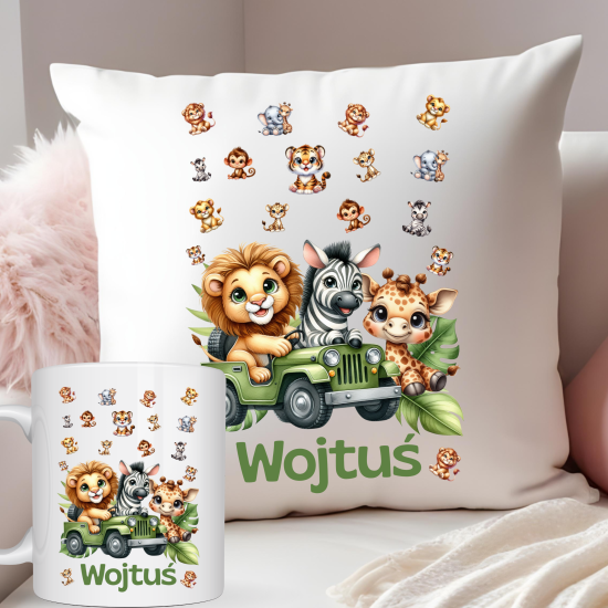 Zestaw poduszka + kubek "Safari"