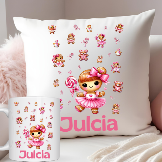 Zestaw poduszka + kubek "Dziewczynka"